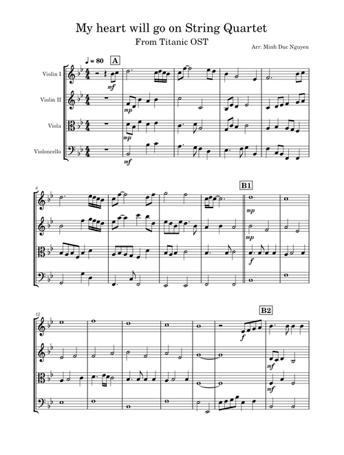 My heart will go on String Quartet