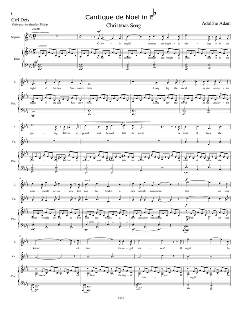 Cantique de Noel in E Flat - Full Score
