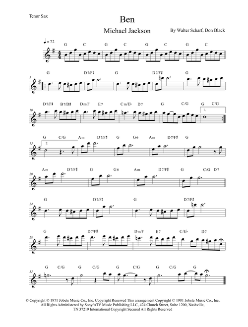 Ben (Arr. Leo Silva) - Michael Jackson (Tenor Sax Solo)