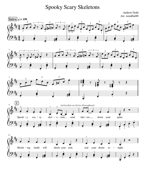 Spooky Scary Skeletons (Piano)