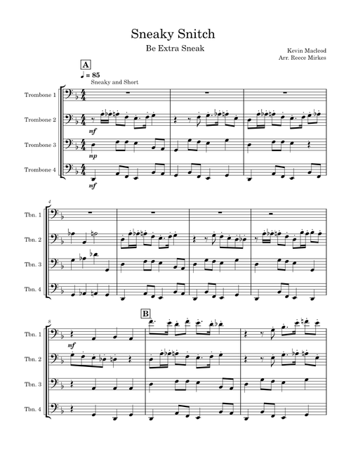 Sneaky Snitch – Kevin MacLeod sneaky snitch for trombone choir