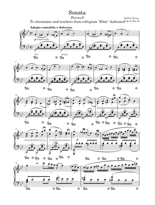 Sonata "Farewell" no.22 in g Op.10 No.16 – Andrii Gyrya