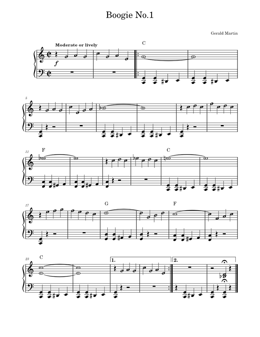 Boogie No.1 – Gerald Martin Sheet music for Piano (Solo) | Musescore.com
