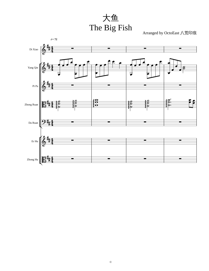大鱼 The Big Fish Sheet Music for Piano, Percussion - pitched
