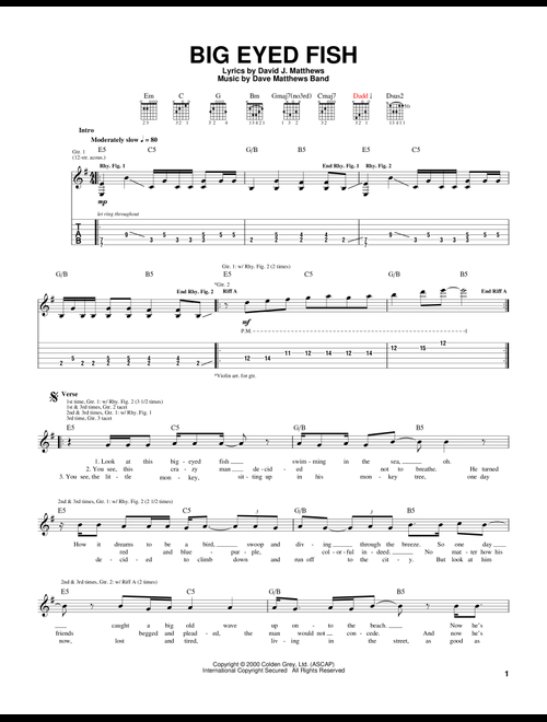 Big Eyed Fish - Dave Matthews Band (Guitar Tab)
