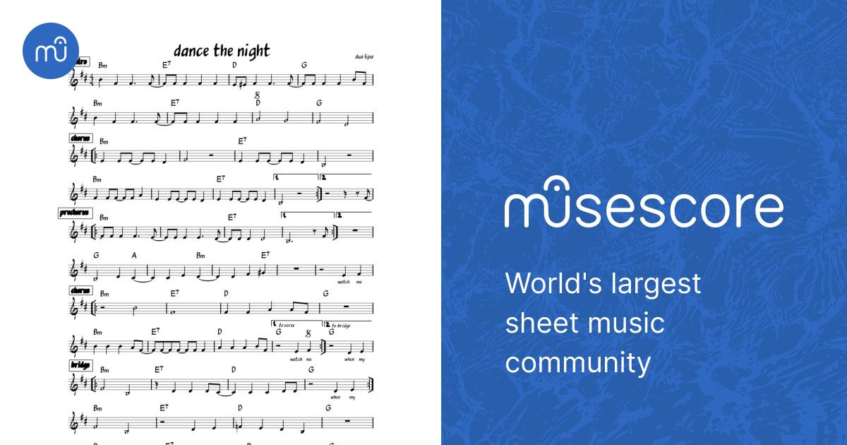 Dance The Night - Dua Lipa Sheet Music with Chords for Piano (Solo