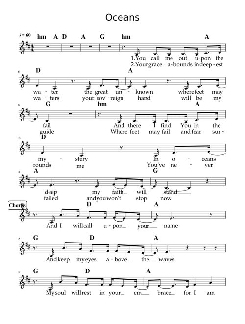 Oceans Hillsong simplified