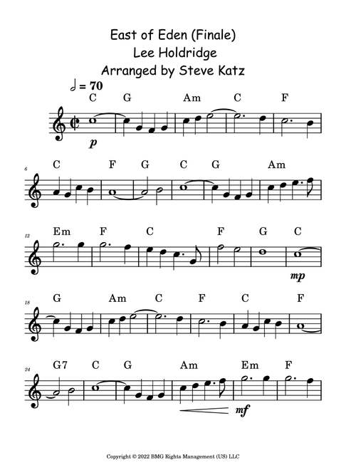 East Of Eden (finale) (Arr. Steve Katz) - Lee Holdridge (Lead Sheet - Fake Book)