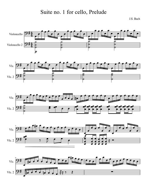 Prelude Duet Cello J.S. Bach