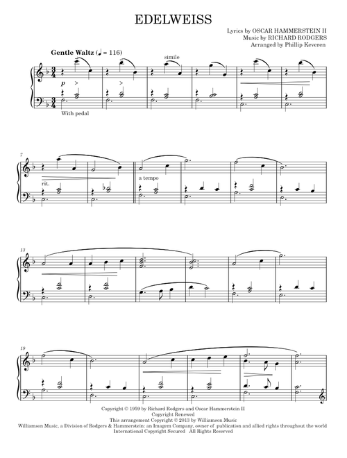 Edelweiss - Rodgers & Hammerstein (Piano Solo)