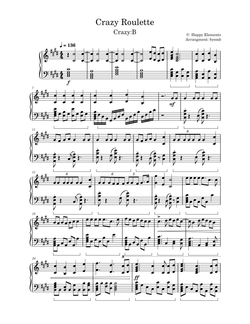 Crazy Roulette CrazyB (MV Ver.) Ensemble Stars!! Sheet music for
