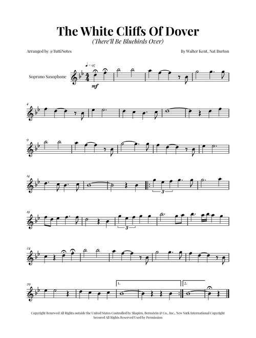 (There'll Be Bluebirds Over) The White Cliffs Of Dover (Arr. Glauco Fernandes) - Various (Soprano Sax Solo)