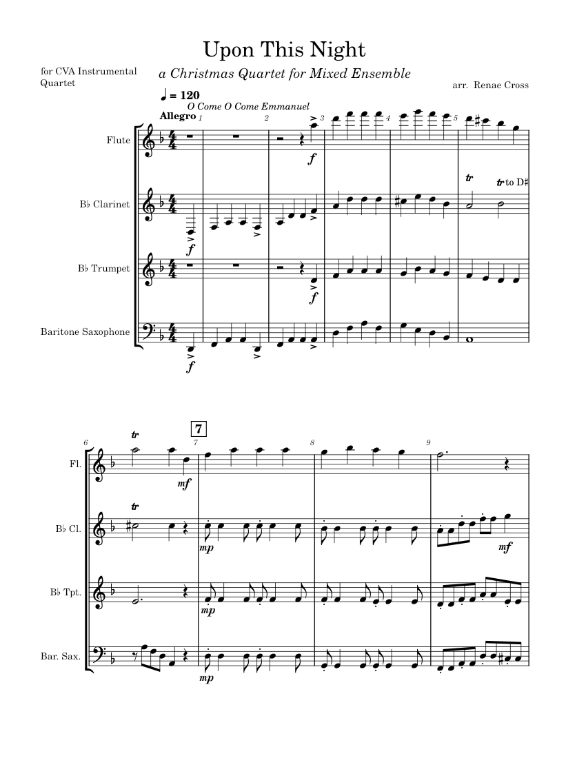 Christmas Quartet Sheet music for Flute, Clarinet in b-flat, Saxophone ...