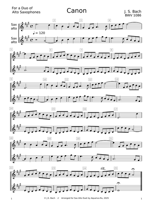 J.S. Bach – Canon in C – Duo of Sax Alto