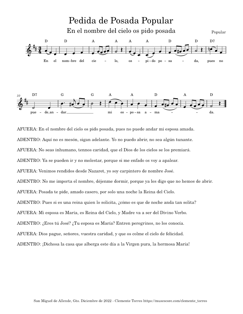 Versos para pedir posada (En el nombre del Cielo os pido posada ...