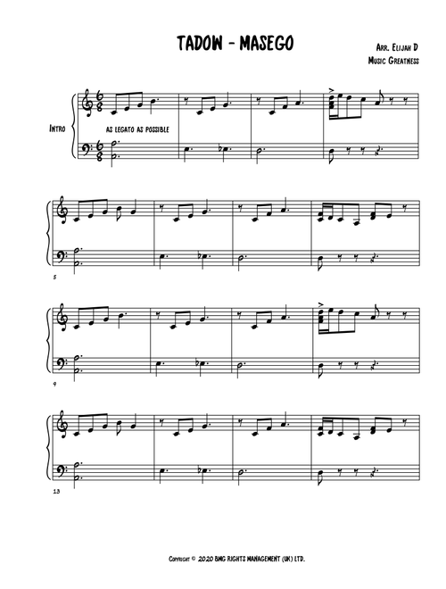 Tadow (Arr. Music Greatness) - Vincent Fenton, Micah Davis (Piano Solo)