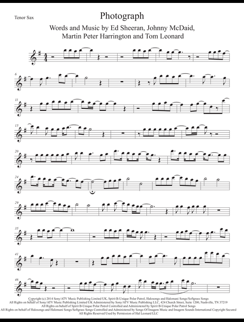 Photograph (Arr. Kevin Busse) - Ed Sheeran (Tenor Sax Solo)