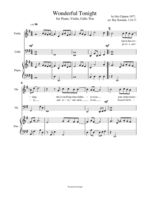 Wonderful Tonight (Arr. Ray Kamada) - Eric Clapton (String Ensemble)