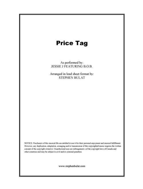 Price Tag (Arr. Stephen Bulat) - Jessie J Featuring B.O.B. (Large Ensemble)