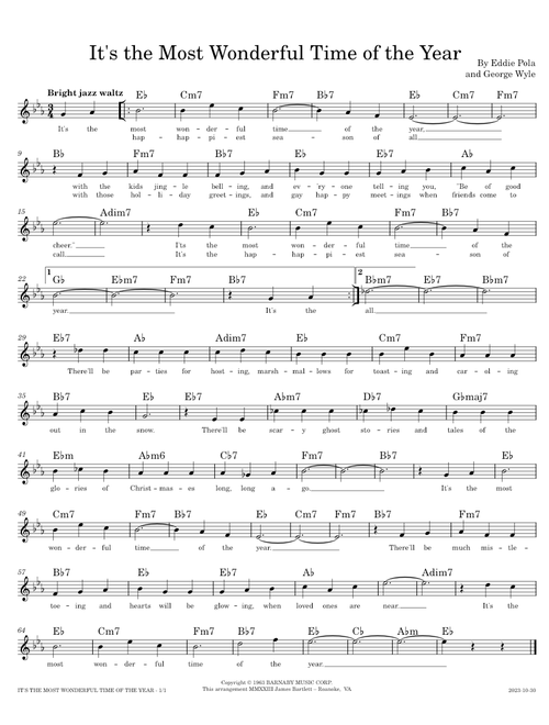 It's the Most Wonderful Time of the Year [lead sheet]