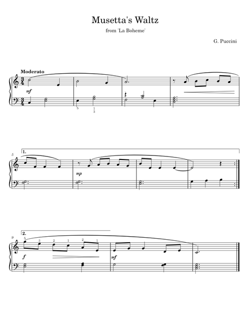 Quando me'n vo from La Boheme (Musetta's Waltz Song) for soprano and concert band - F Schubert, G Pu