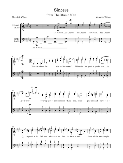Sincere - from The Music Man BASS