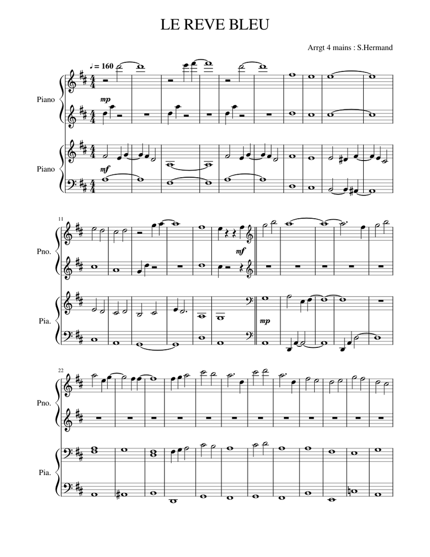 LE REVE BLEU de Aladdin Sheet music for Piano (Piano Duo) LE REVE BLEU de Aladdin Sheet music for Piano (Piano Duo)