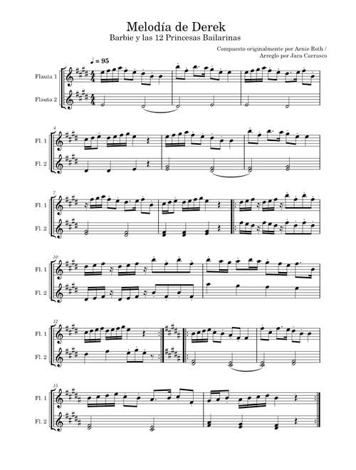 Derek's Tune, Barbie and the 12 Dancing Princesses – barbie Derek's Tune, Barbie and the 12 Dancing Princesses – Barbie Melodía de Derek a 2 Flautas
