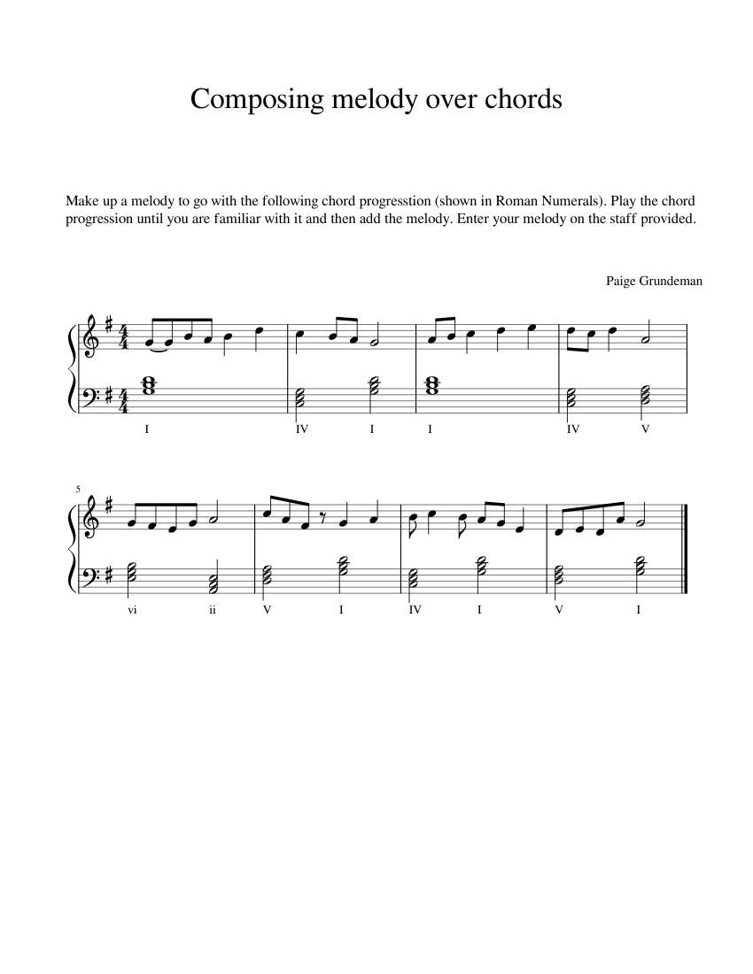 HW20 Composing a Melody Musescore3-1 Sheet music for Piano (Solo) Easy ...