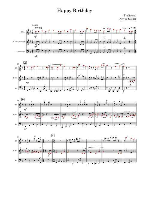 Happy Birthday to You – Misc Traditional Happy Birthday to You – jazzed-up version - 3 parts
