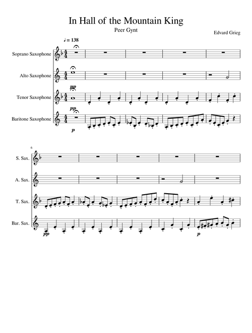 In Hall of the Mountain King (Saxophone Quartet)