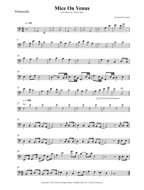 Mice On Venus (Arr. Wesley S. SIlva) - C418 (Cello Solo)