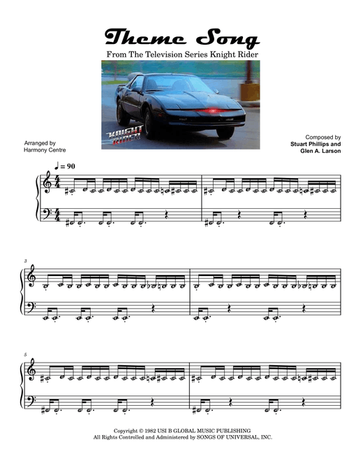 Knight Rider Theme (Arr. HARMONY CENTRE) - Stu Phillips, Glen Larson (Easy Piano)