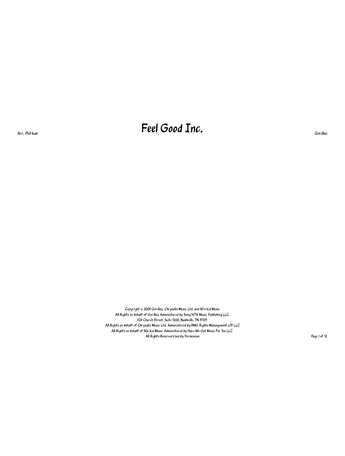Feel Good Inc. – Gorillaz (arr. Phil Kan)