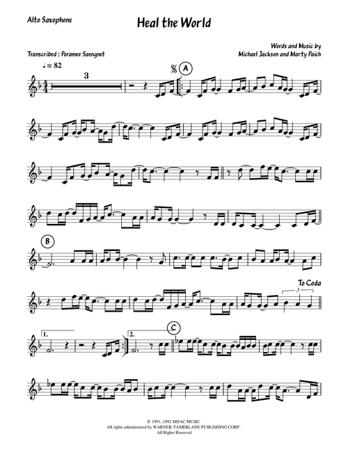 Heal the World (Arr. Poramee Saengnet) - Michael Jackson (Alto Sax Solo)