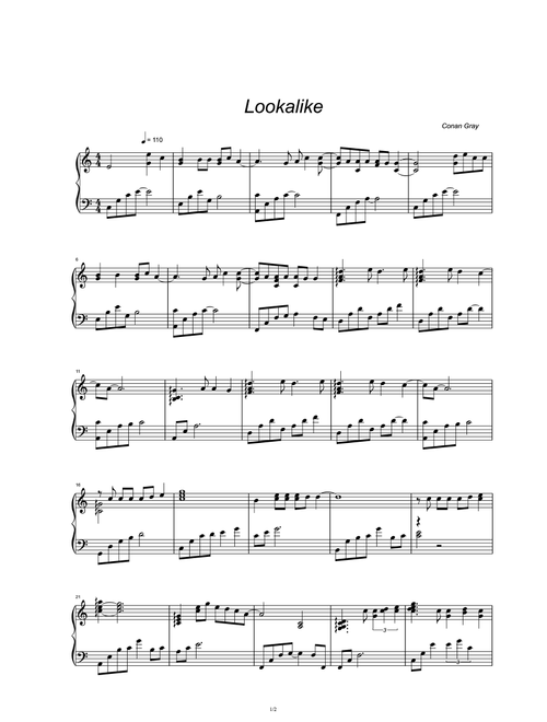 Lookalike (Arr. Conan Gray) (Piano Solo)