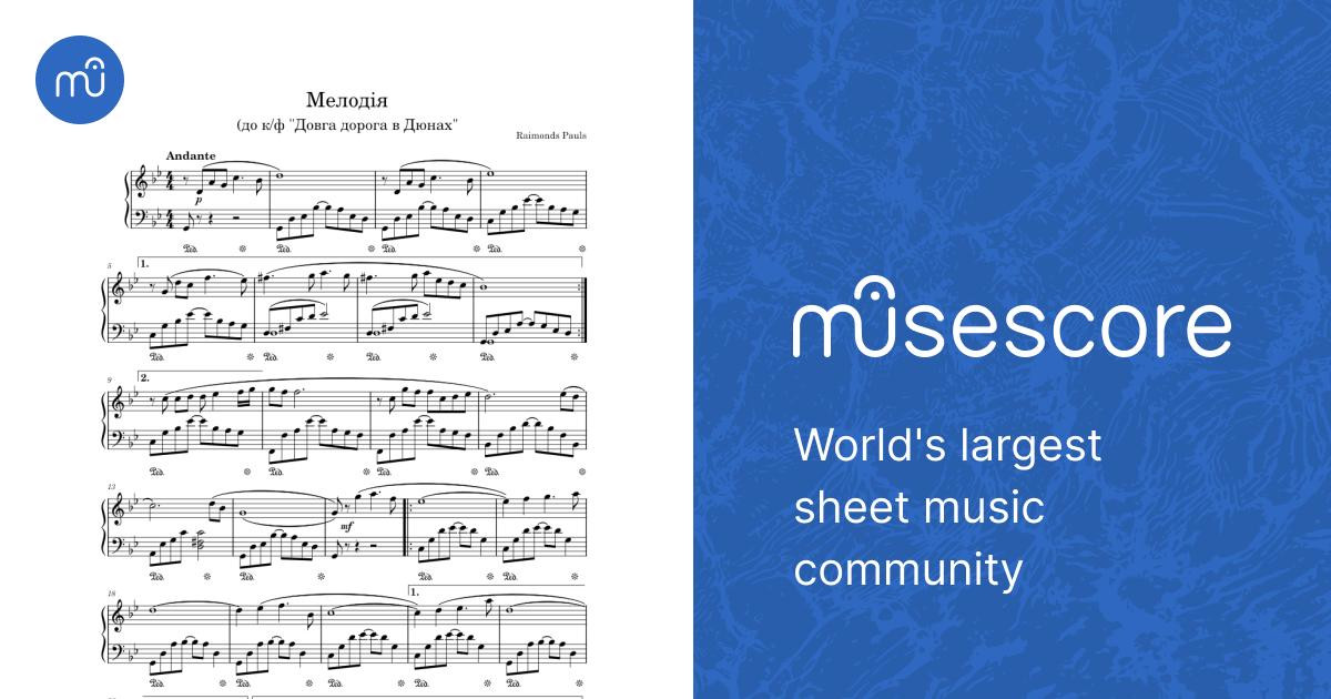 Мелодія&frasl;Melody – Raimonds Pauls Sheet Music for Piano (Solo) easy