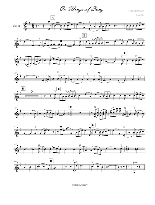 On Wings of Song (Arr. Sergio Culicov) - Felix Mendelssohn (Violin Solo)