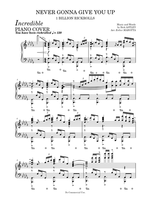 Never Gonna Give You Up - Rick Astley Arr. Esther Marotta (SPECIAL 1 BILLION RICKROLLS)