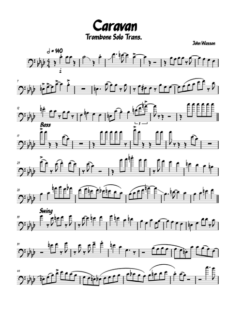 Caravan – John Wasson - Trombone Solo Transcription