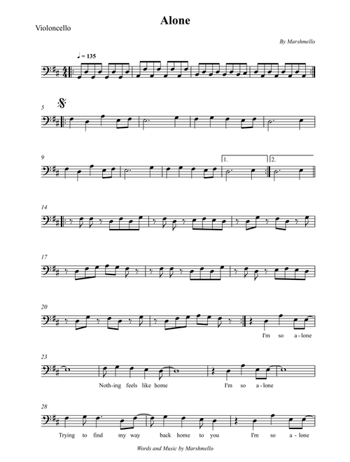 Alone (Arr. Wesley S. SIlva) - Marshmello (Cello Solo)