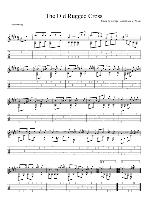 The Old Rugged Cross (Arr. John Waldo) (Guitar Tab)