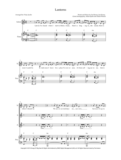 Lanterns (Arr. Vicky Jacobs) - Birds Of Tokyo (Choral, SAB)