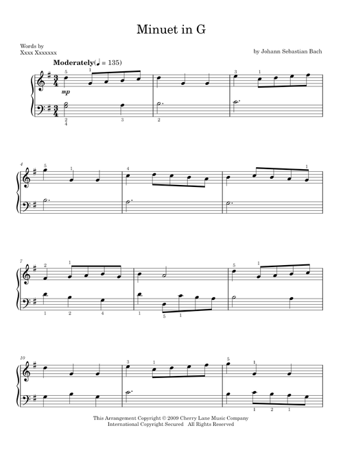 Minuet in G - Johann Sebastian Bach (Easy Piano)
