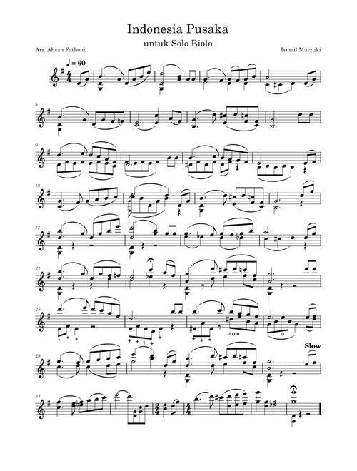 Indonesia pusaka – Ismail Marzuki, for Solo Violin