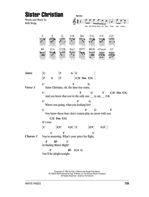 Sister Christian - Night Ranger (Guitar Chords-Lyrics)