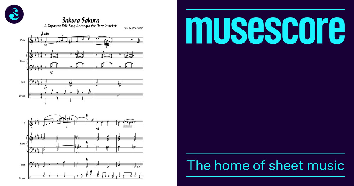 Sakura Sakura.mscz Sheet Music for Piano, Flute, Bass guitar, Drum