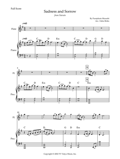 Sadness And Sorrow (Arr. Fabio Britto) - Purojekuto Musashi (Flute and Piano)