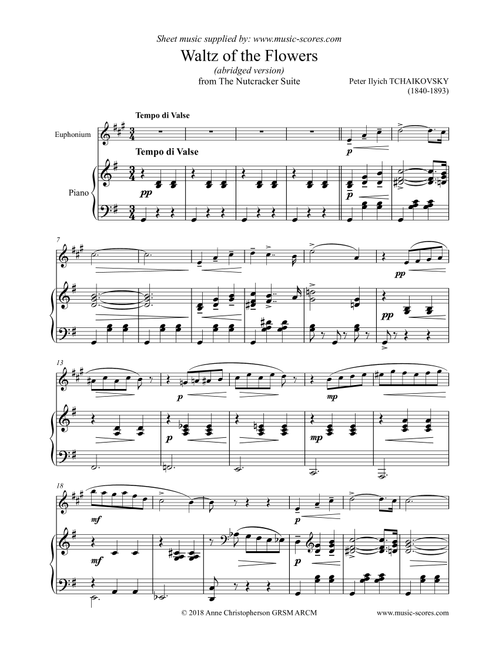 Nutcracker Suite: Waltz of The Flowers - Euphonium and Piano (Abridged) (Arr. Anne L Christopherson GRSM ARCM) - Tchaikovsky (Euphonium and Piano)