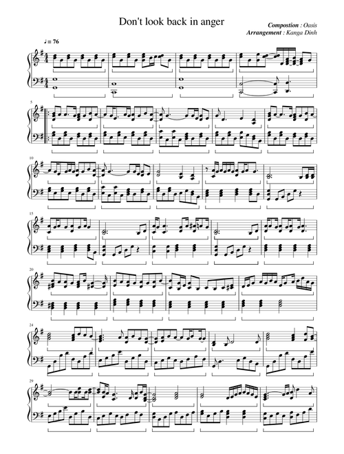 Don't Look Back In Anger – Oasis (Piano version)